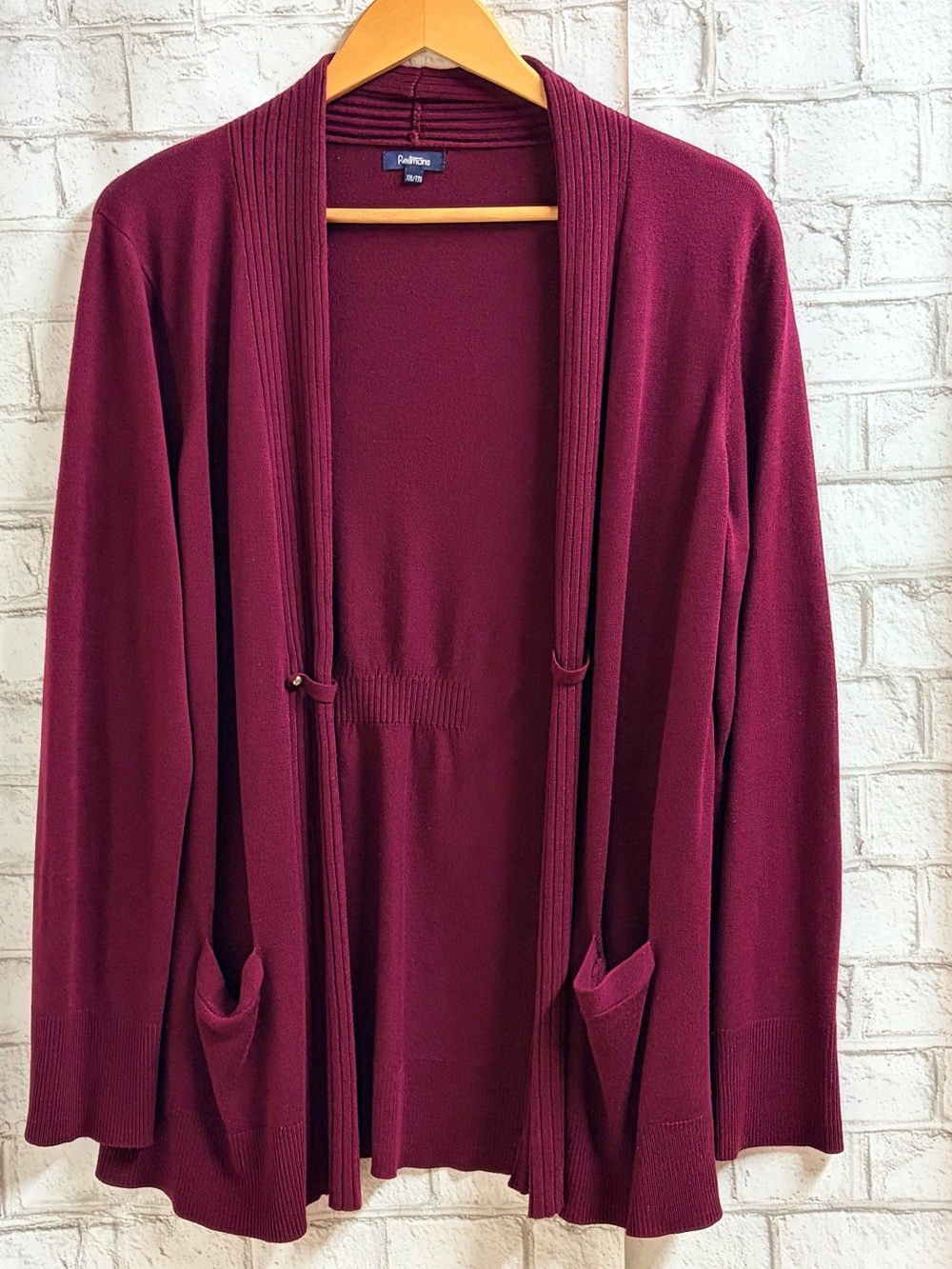 Reitmans Burgundy Open-Front Knit Cardigan